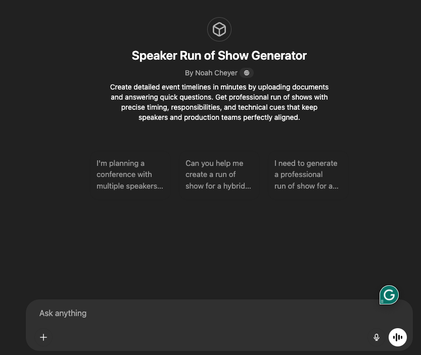 Speaker Run of Show Generator