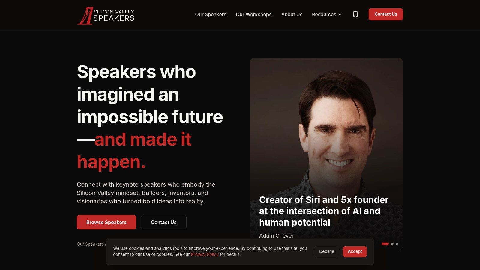 A conference keynote speaker from Silicon Valley Speakers engaging an audience at a corporate event.