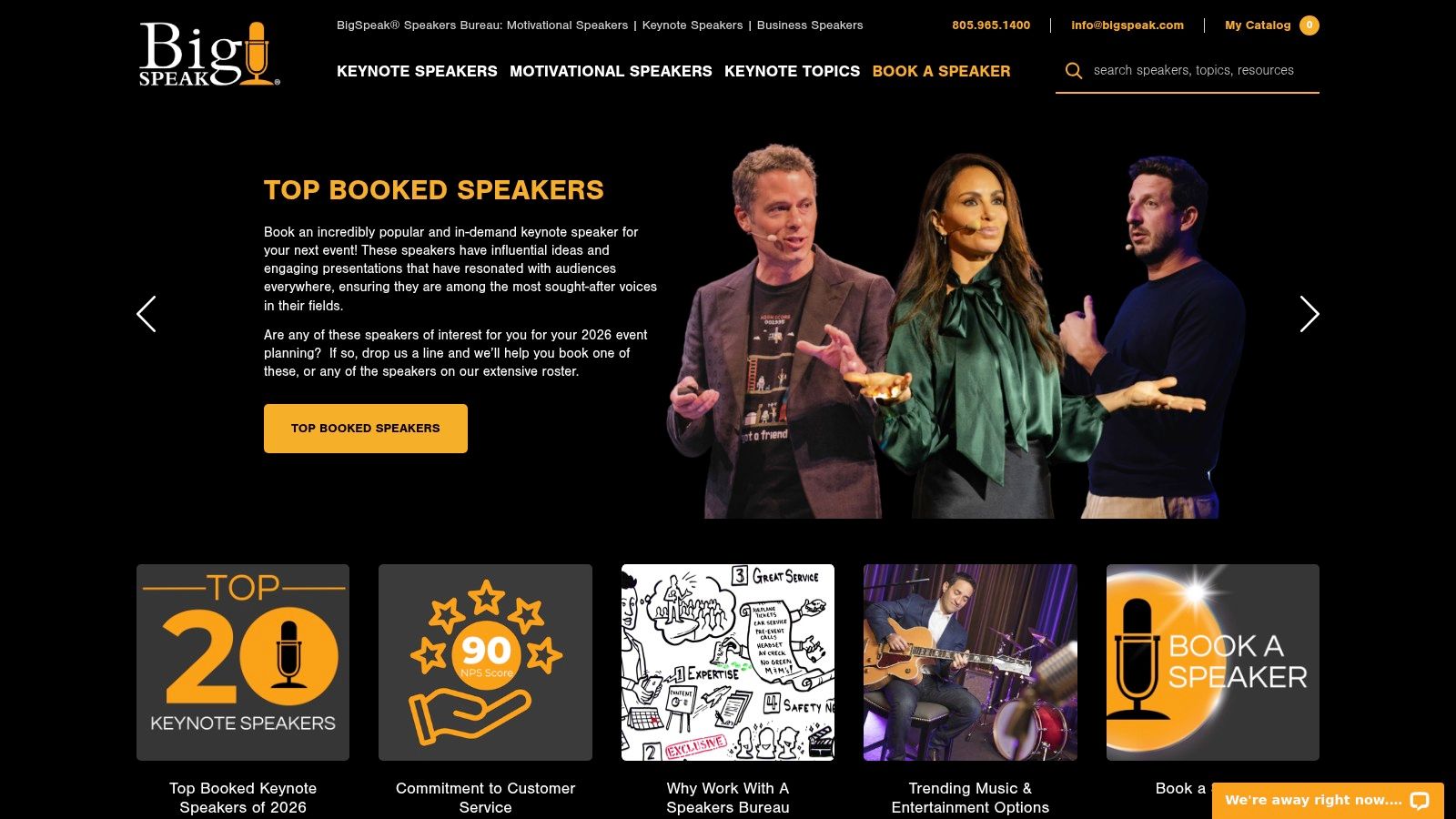 A speaker bureau platform for booking conference keynote speakers