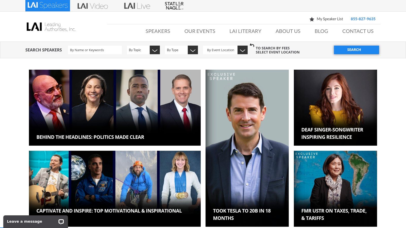 A concierge speaker bureau for conference and leadership events