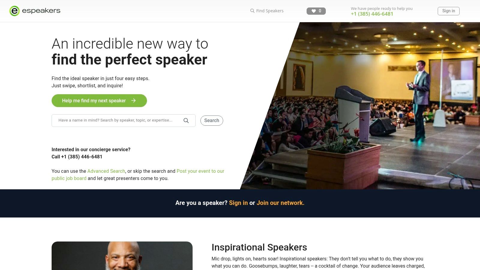 A self-service marketplace for booking conference keynote speakers