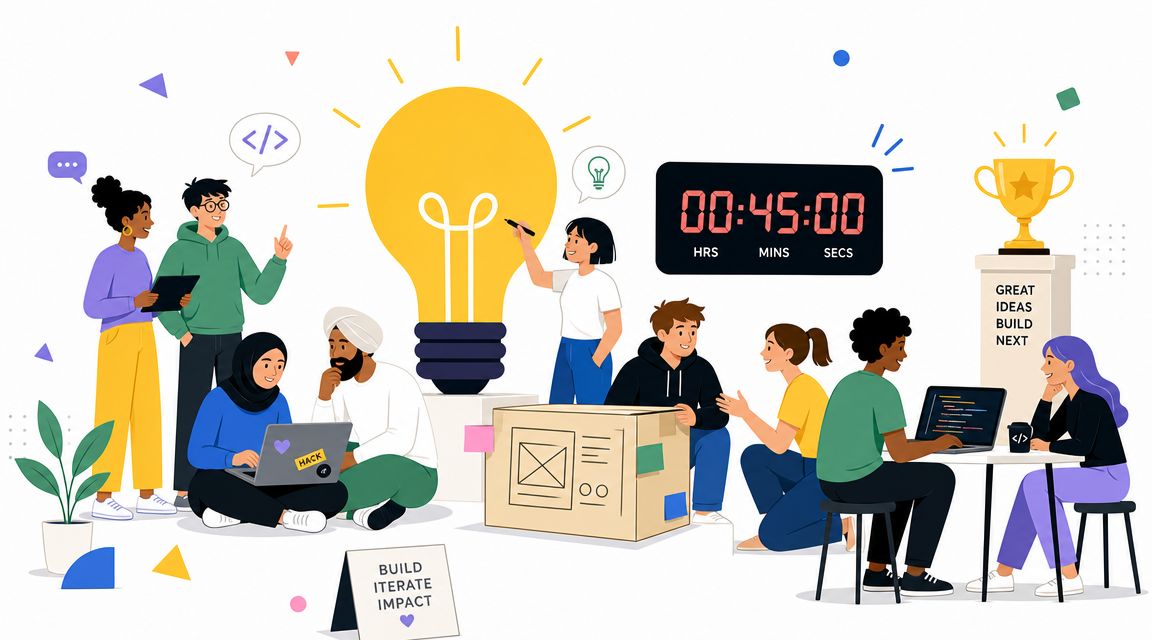 A diverse group of professionals collaborating together on a creative project in a modern office workspace setting.