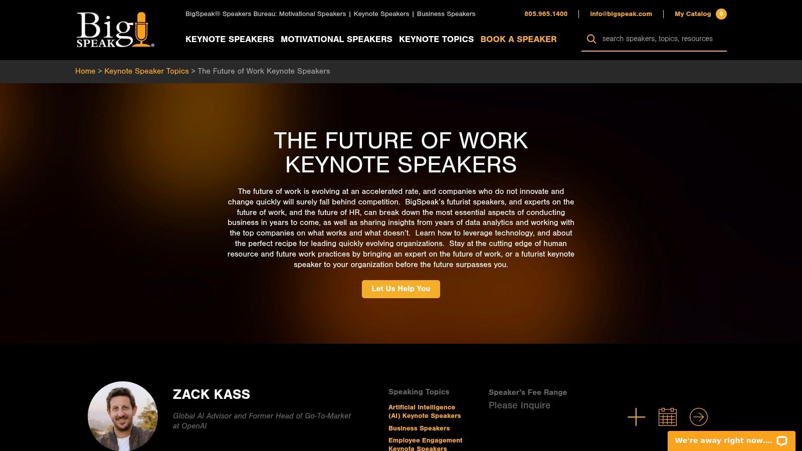 A speaker bureau platform with a broad roster of future of work speakers