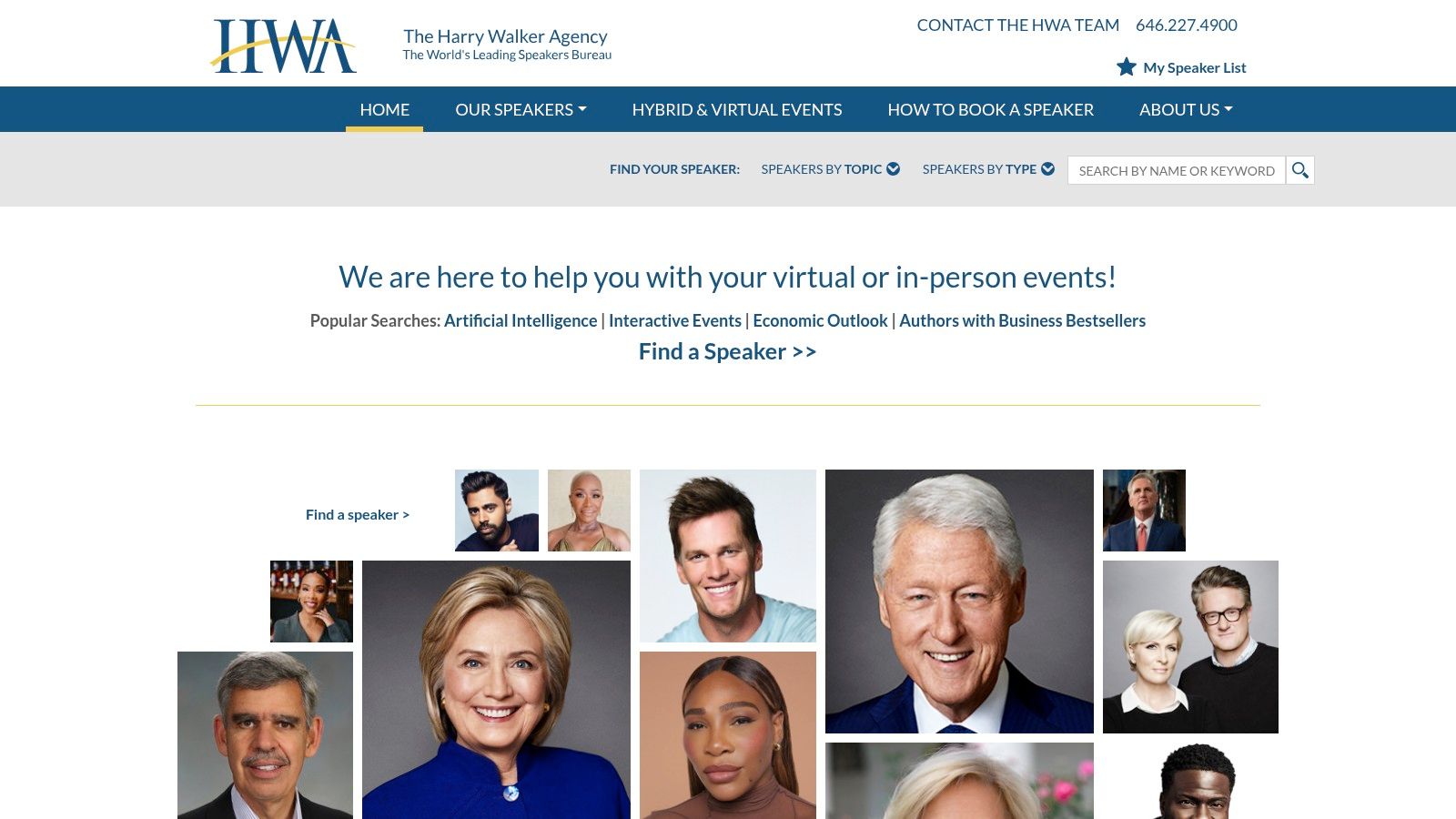 A premium speaker bureau for marquee keynote bookings